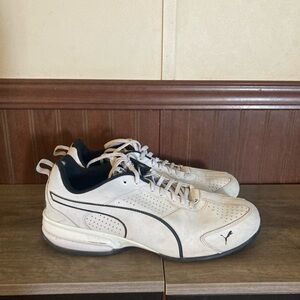 Puma Cream and Black Athletic Shoes